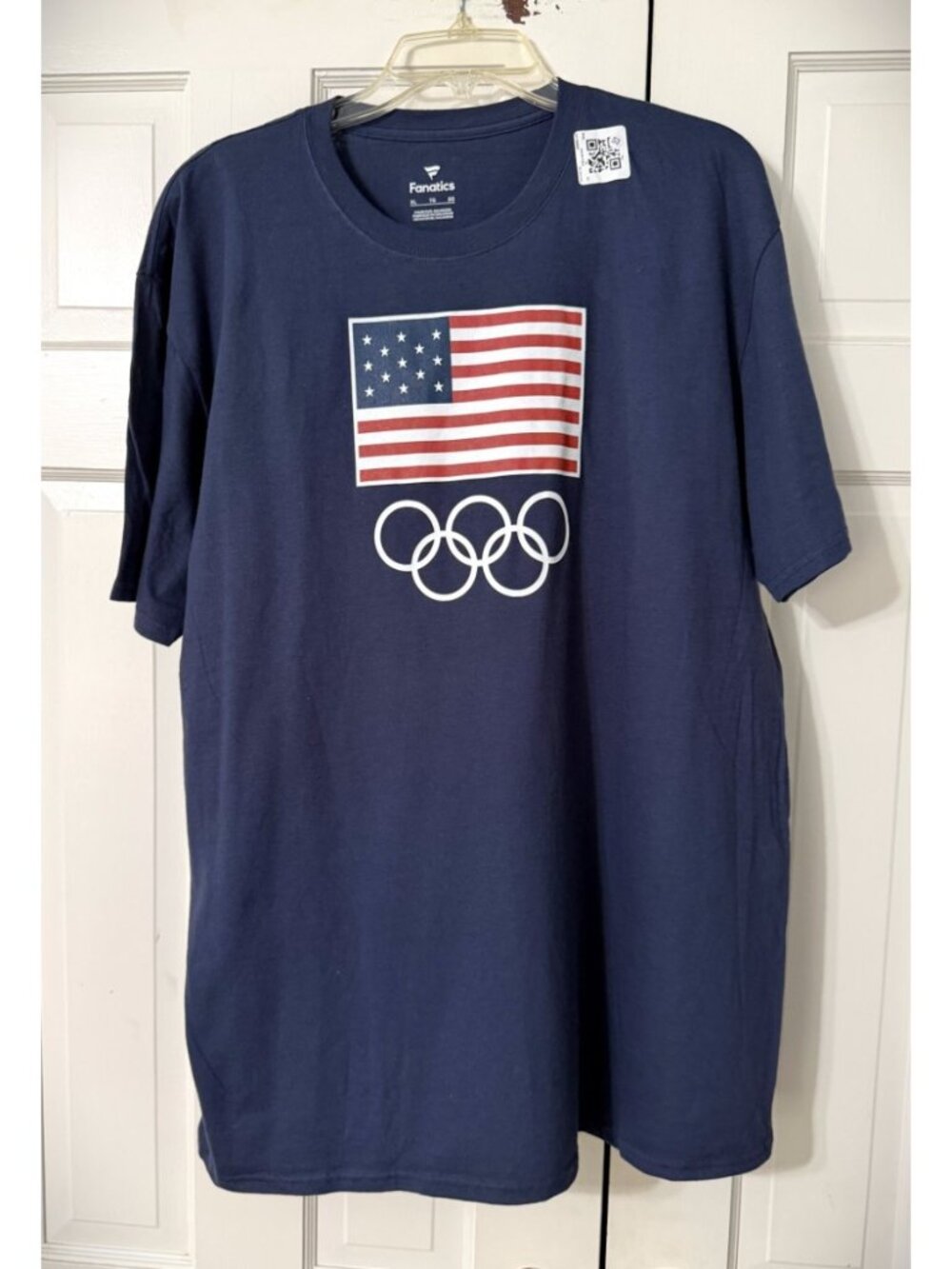 Fanatics Navy Blue Team USA Olympic Rings and US FLag Tee Shirt Men's Size XL